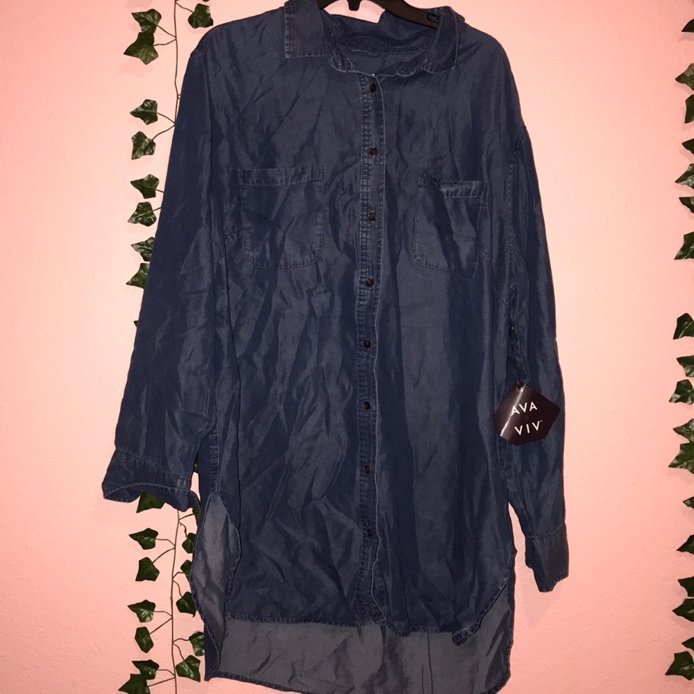 Blue jean button down shirt